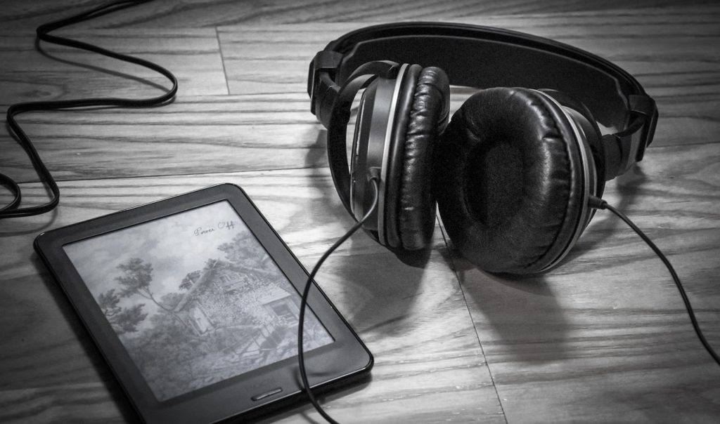 ebook, headphone, relax